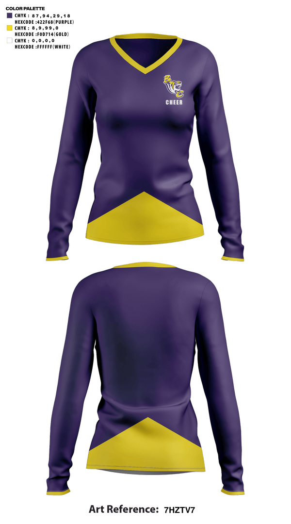 Benedict College Cheer 88121362 Women's Long Sleeve V-neck Shirt - 42