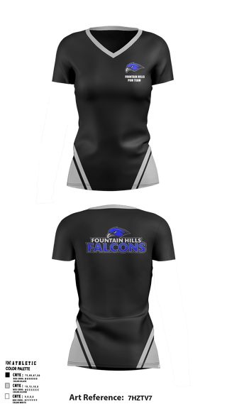 Fountain Hills Pom Team 54391807 Women's Short Sleeve V-neck Shirt - 1