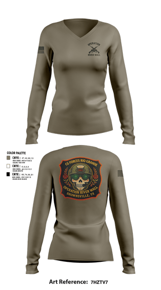 Womens Long Sleeve Vneck Shirt, Operation River Wall, Coast Guard, Teamtime, Team time, sublimation, custom sports apparel, team uniforms, spirit wear, spiritwear, sports uniforms, custom shirts, team store, custom team store, fundraiser sports, apparel fundraiser