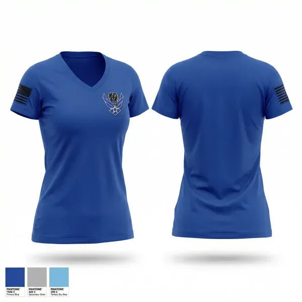 Womens Short Sleeve Vneck Shirt, Palo Verde AFJROTC, Air Force, Teamtime, Team time, sublimation, custom sports apparel, team uniforms, spirit wear, spiritwear, sports uniforms, custom shirts, team store, custom team store, fundraiser sports, apparel fundraiser