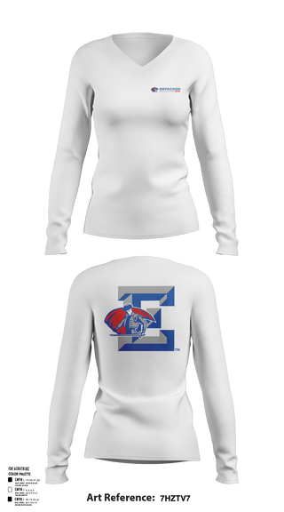 Estacado High School Cheer 9310800 Women's Long Sleeve V-neck Shirt - 44