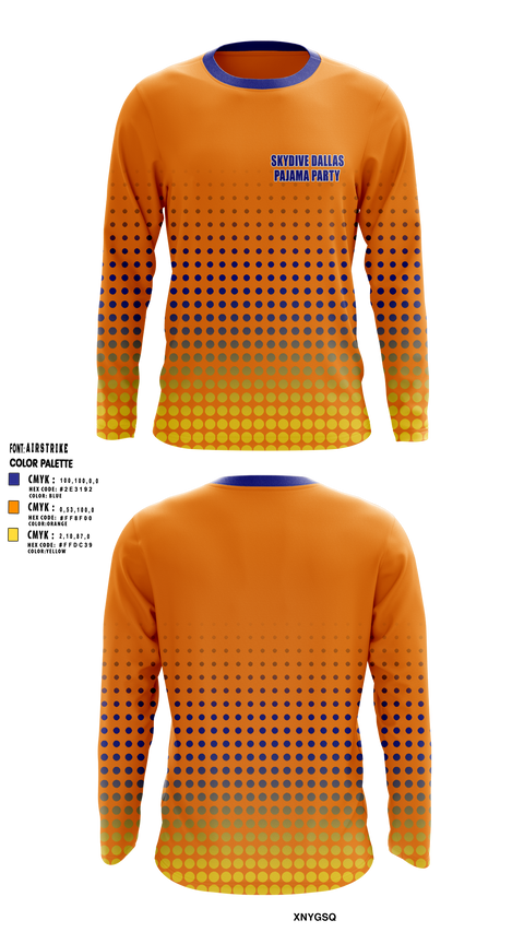 Long Sleeve Performance Shirt, Skydive Dallas Pajama Party, Water Polo, Teamtime, Team time, sublimation, custom sports apparel, team uniforms, spirit wear, spiritwear, sports uniforms, custom shirts, team store, custom team store, fundraiser sports, apparel fundraiser
