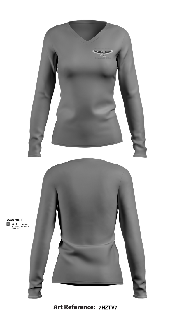 Womens Long Sleeve Vneck Shirt, Westerville Central Swimming & Diving, Swimming, Teamtime, Team time, sublimation, custom sports apparel, team uniforms, spirit wear, spiritwear, sports uniforms, custom shirts, team store, custom team store, fundraiser sports, apparel fundraiser