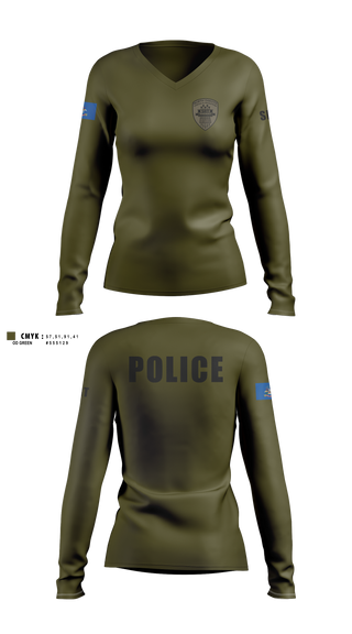 Womens Long Sleeve Vneck Shirt, P&P SRT, Police, Teamtime, Team time, sublimation, custom sports apparel, team uniforms, spirit wear, spiritwear, sports uniforms, custom shirts, team store, custom team store, fundraiser sports, apparel fundraiser