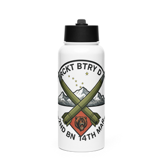 RCKT BTRY D 2nd BN 14th MAR 78897575 Stainless Steel Water Bottle with a Straw Lid