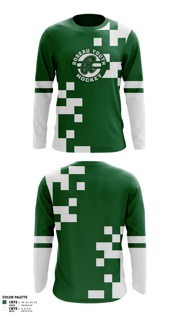Roseau Youth Hockey Long Sleeve Performance Shirt - 1