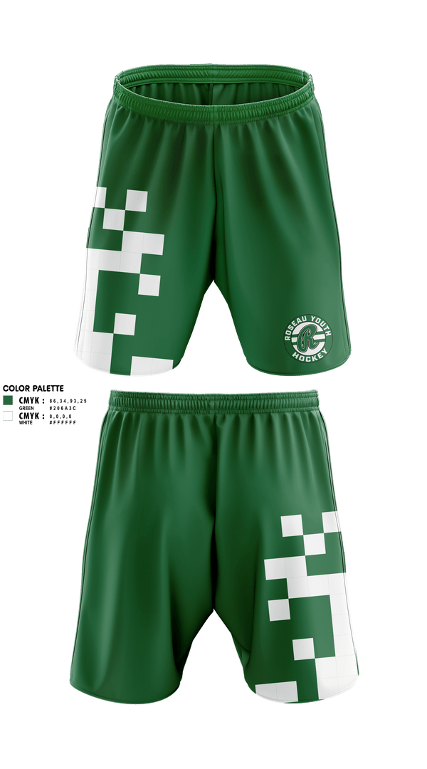 Roseau Youth Hockey Athletic Shorts With Pockets -1