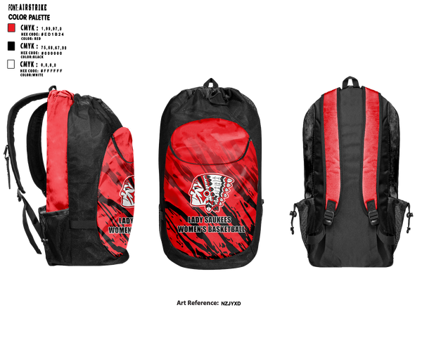 Gear Bag, Lady Saukees Basketball, Women's Basketball, Teamtime, Team time, sublimation, custom sports apparel, team uniforms, spirit wear, spiritwear, sports uniforms, custom shirts, team store, custom team store, fundraiser sports, apparel fundraiser