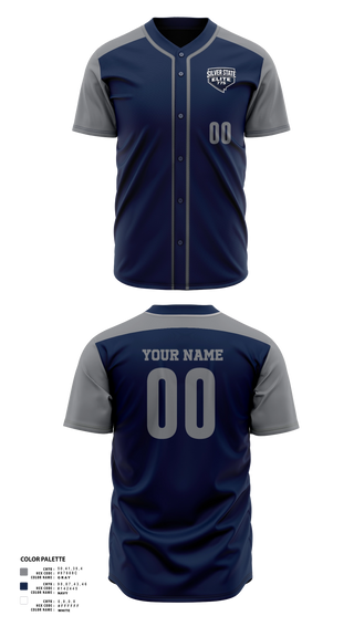 Full Button Baseball Jersey, Silver State Elite, Baseball, Teamtime, Team time, sublimation, custom sports apparel, team uniforms, spirit wear, spiritwear, sports uniforms, custom shirts, team store, custom team store, fundraiser sports, apparel fundraiser