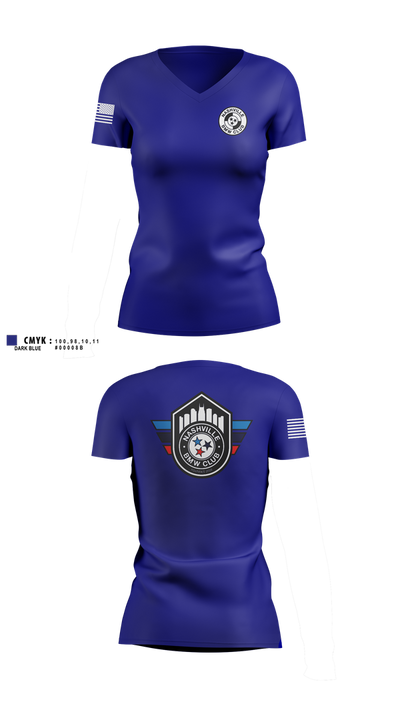 BMW Club of Nashville 77939303 Women's Short Sleeve V-neck Shirt - 1