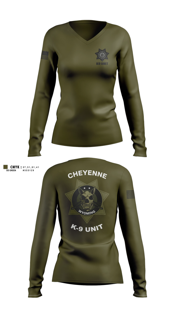 Womens Long Sleeve Vneck Shirt, Cheyenne pd k9, Police, Teamtime, Team time, sublimation, custom sports apparel, team uniforms, spirit wear, spiritwear, sports uniforms, custom shirts, team store, custom team store, fundraiser sports, apparel fundraiser