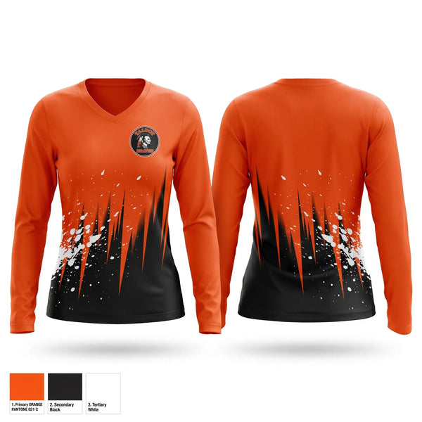 Womens Long Sleeve Vneck Shirt, Talbot County Youth Football & Cheer, Spirit Store, Teamtime, Team time, sublimation, custom sports apparel, team uniforms, spirit wear, spiritwear, sports uniforms, custom shirts, team store, custom team store, fundraiser sports, apparel fundraiser
