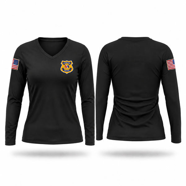 Womens Long Sleeve Vneck Shirt, STANCE Unit, Police, Teamtime, Team time, sublimation, custom sports apparel, team uniforms, spirit wear, spiritwear, sports uniforms, custom shirts, team store, custom team store, fundraiser sports, apparel fundraiser