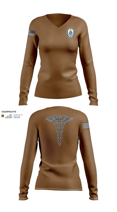 Uss McCAMPBELL 68560965 Women's Long Sleeve V-neck Shirt - 21