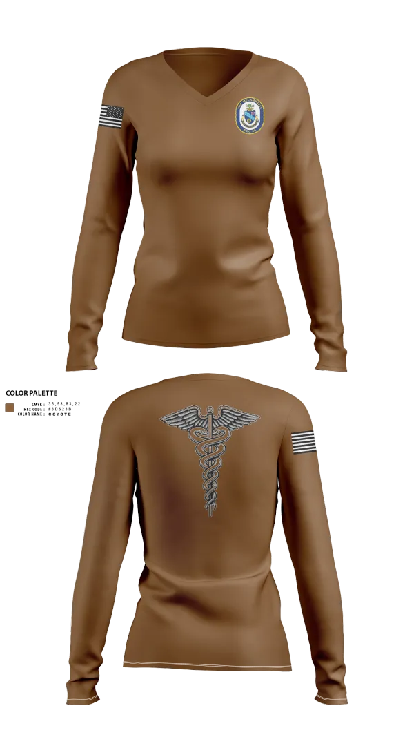 Womens Long Sleeve Vneck Shirt, Uss McCAMPBELL, , Teamtime, Team time, sublimation, custom sports apparel, team uniforms, spirit wear, spiritwear, sports uniforms, custom shirts, team store, custom team store, fundraiser sports, apparel fundraiser