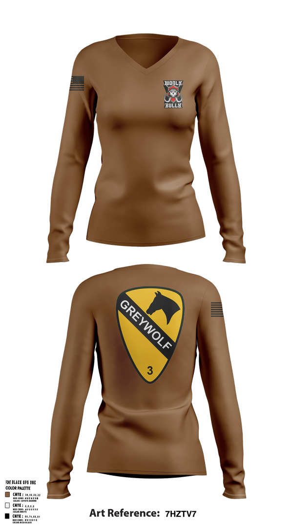 Bravo Company, 3BEB, 3ABCT, 1CD 75579019 Women's Long Sleeve V-neck Shirt -1 1