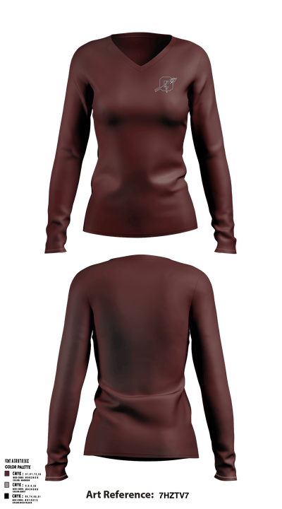 Ganado High School Basketball 15621417 Women's Long Sleeve V-neck Shirt - 5
