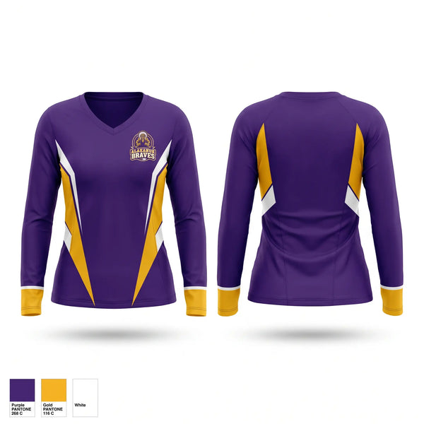 Womens Long Sleeve Vneck Shirt, Alakanuk Braves, Wrestling, Teamtime, Team time, sublimation, custom sports apparel, team uniforms, spirit wear, spiritwear, sports uniforms, custom shirts, team store, custom team store, fundraiser sports, apparel fundraiser
