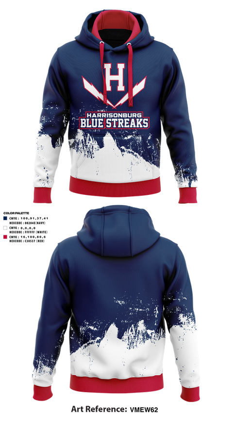 Hoodie, Harrisonburg Blue Streaks, Cross Country, Teamtime, Team time, sublimation, custom sports apparel, team uniforms, spirit wear, spiritwear, sports uniforms, custom shirts, team store, custom team store, fundraiser sports, apparel fundraiser