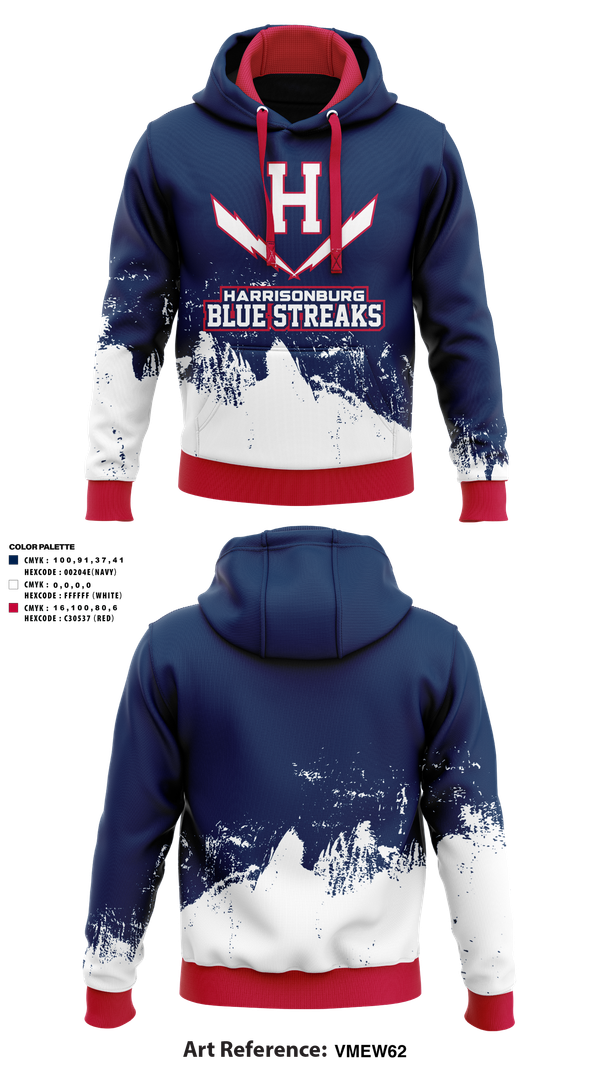 Hoodie, Harrisonburg Blue Streaks, Cross Country, Teamtime, Team time, sublimation, custom sports apparel, team uniforms, spirit wear, spiritwear, sports uniforms, custom shirts, team store, custom team store, fundraiser sports, apparel fundraiser