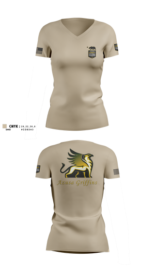 TEAM AZUSA GRIFFINS Women's Short Sleeve V-neck Shirt - 1