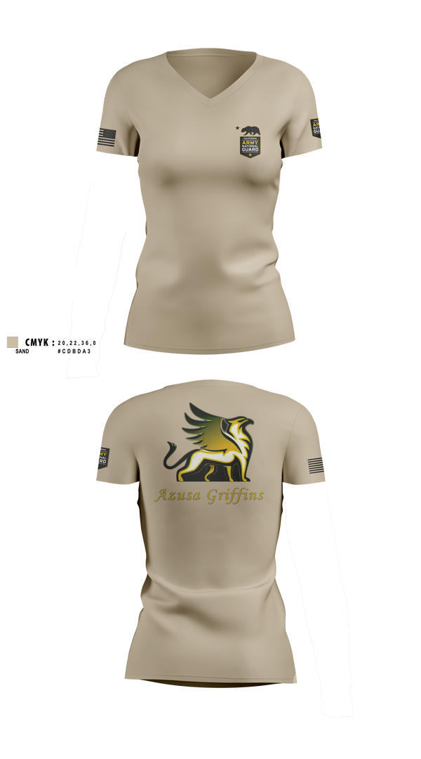 TEAM AZUSA GRIFFINS Women's Short Sleeve V-neck Shirt - 1