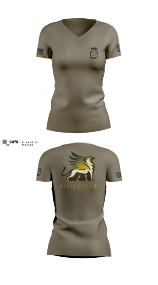 TEAM AZUSA GRIFFINS Women's Short Sleeve V-neck Shirt - 2