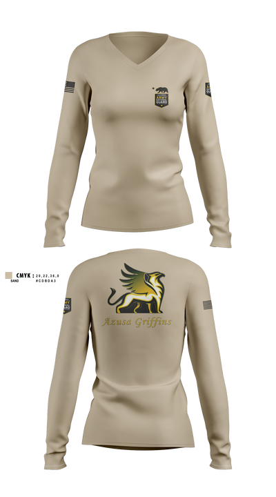 TEAM AZUSA GRIFFINS Women's Long Sleeve V-neck Shirt -1
