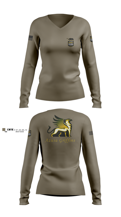 TEAM AZUSA GRIFFINS Women's Long Sleeve V-neck Shirt - 2