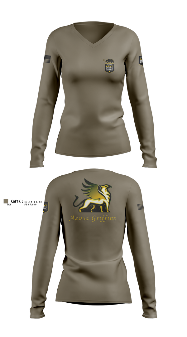 TEAM AZUSA GRIFFINS Women's Long Sleeve V-neck Shirt - 2