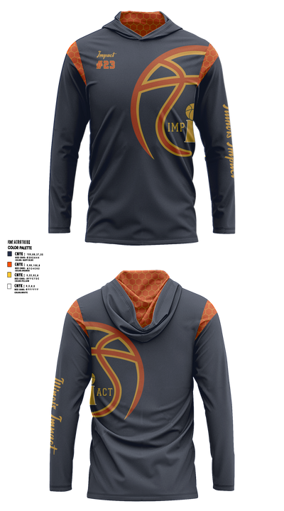 Illinois Impact Basketball 87881800 Long Sleeve Performance Shirt with hood - 4