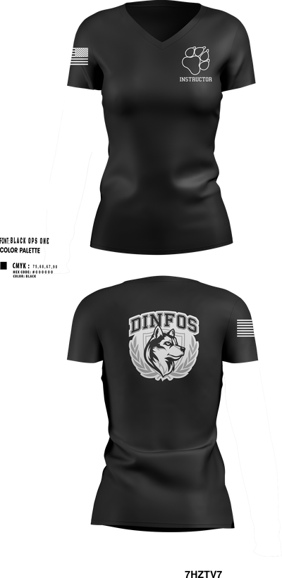 DINFOS (Defense Information School) 29284303 Women's Short Sleeve V-neck Shirt -100