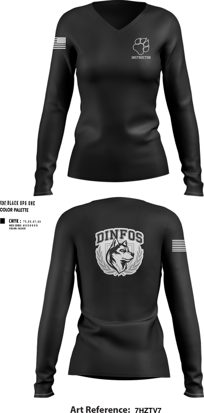DINFOS (Defense Information School) 29284303 Women's Long Sleeve V-neck Shirt - 100