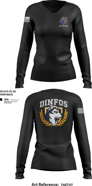 DINFOS (Defense Information School) 29284303 Women's Long Sleeve V-neck Shirt -103