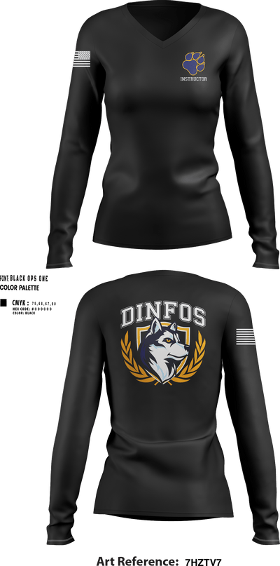 DINFOS (Defense Information School) 29284303 Women's Long Sleeve V-neck Shirt -103