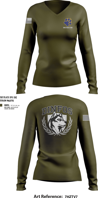 DINFOS (Defense Information School) 29284303 Women's Long Sleeve V-neck Shirt -104