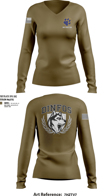 DINFOS (Defense Information School) 29284303 Women's Long Sleeve V-neck Shirt -105