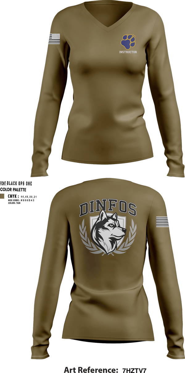 DINFOS (Defense Information School) 29284303 Women's Long Sleeve V-neck Shirt -105