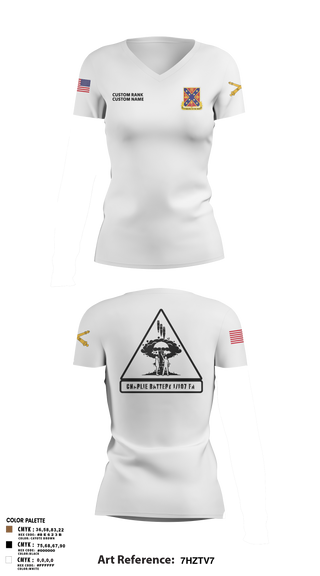 C BTRY 1/107 FA 56836205 Women's Short Sleeve V-neck Shirt - 8