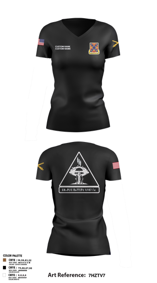 C BTRY 1/107 FA 56836205 Women's Short Sleeve V-neck Shirt - 9