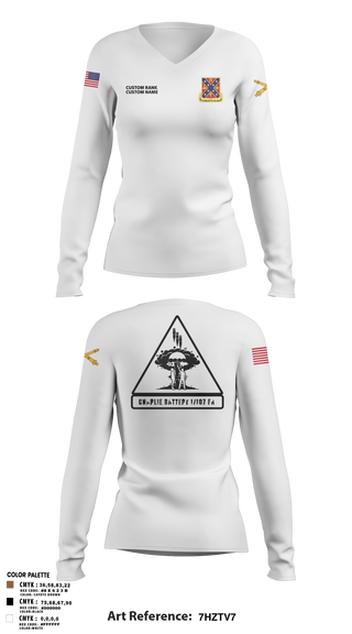 C BTRY 1/107 FA 56836205 Women's Long Sleeve V-neck Shirt - 8