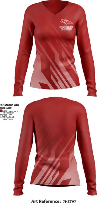 Brownsville Rd Broncos " Shelby Youth Sports" 30416517 Women's Long Sleeve V-neck Shirt - 1