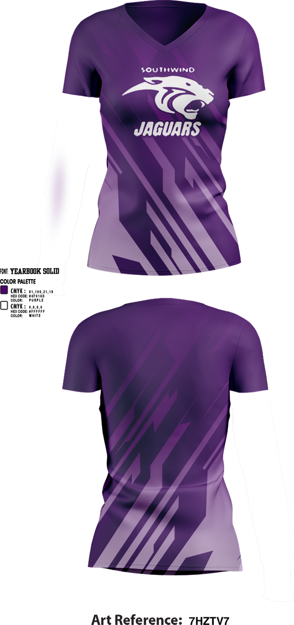 Southwind Jaguars " Shelby Youth Sports" 40717875 Women's Short Sleeve V-neck Shirt - 1