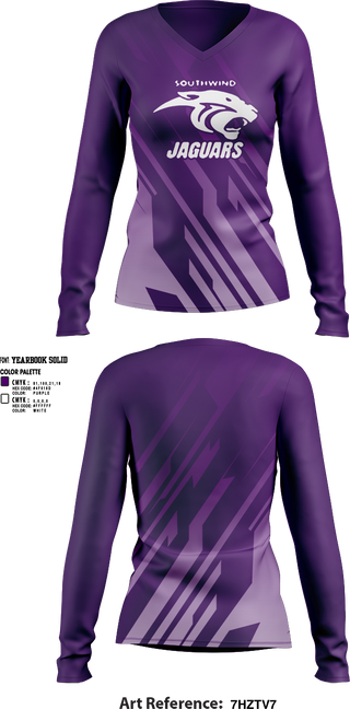 Southwind Jaguars " Shelby Youth Sports" 40717875 Women's Long Sleeve V-neck Shirt - 1