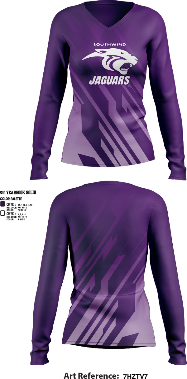 Southwind Jaguars " Shelby Youth Sports" 40717875 Women's Long Sleeve V-neck Shirt - 1