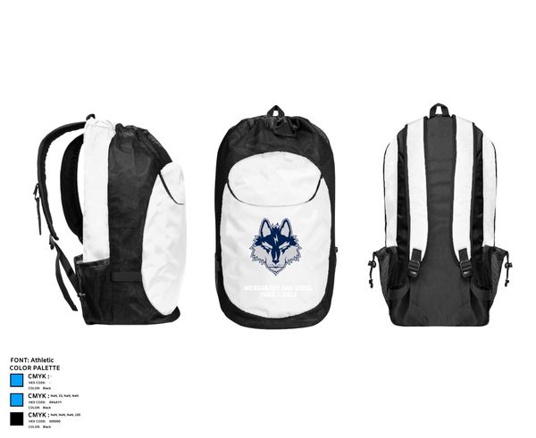 Gear Bag, Michigan City High School Track & Field, Track & Field, Teamtime, Team time, sublimation, custom sports apparel, team uniforms, spirit wear, spiritwear, sports uniforms, custom shirts, team store, custom team store, fundraiser sports, apparel fundraiser