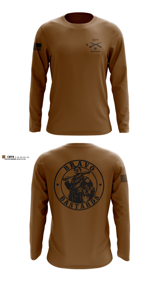 Long Sleeve Performance Shirt, Bravo Co 2/377, Army, Teamtime, Team time, sublimation, custom sports apparel, team uniforms, spirit wear, spiritwear, sports uniforms, custom shirts, team store, custom team store, fundraiser sports, apparel fundraiser