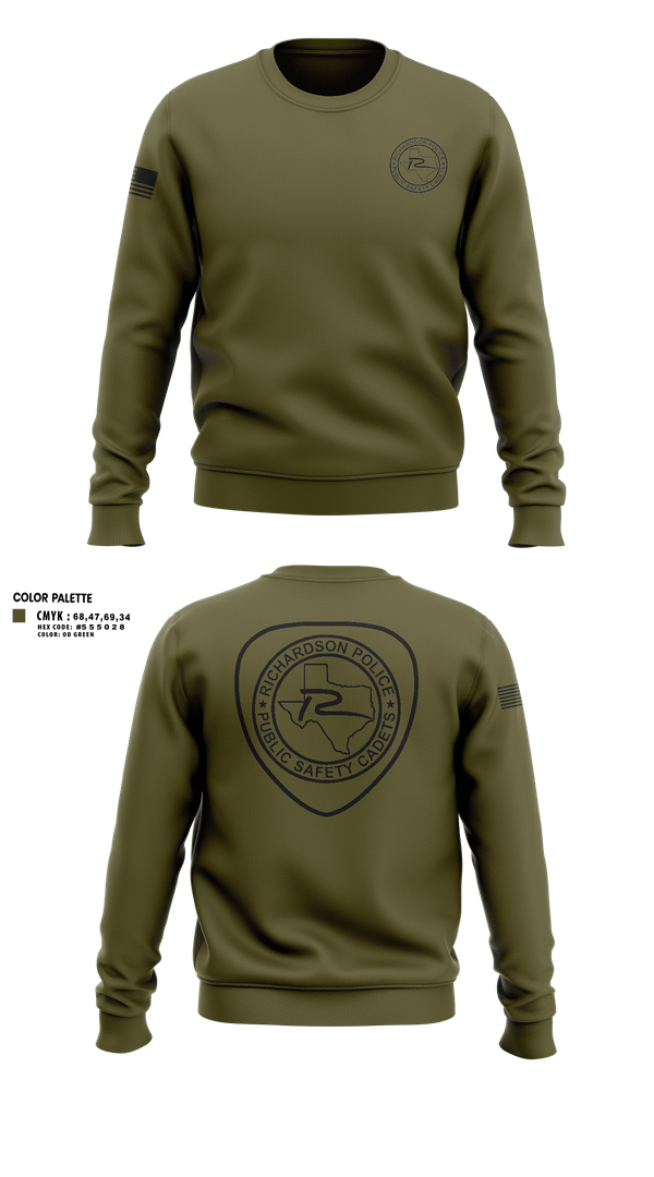 Crew Neck Sweatshirt, Richardson Police Cadets, Police, Teamtime, Team time, sublimation, custom sports apparel, team uniforms, spirit wear, spiritwear, sports uniforms, custom shirts, team store, custom team store, fundraiser sports, apparel fundraiser