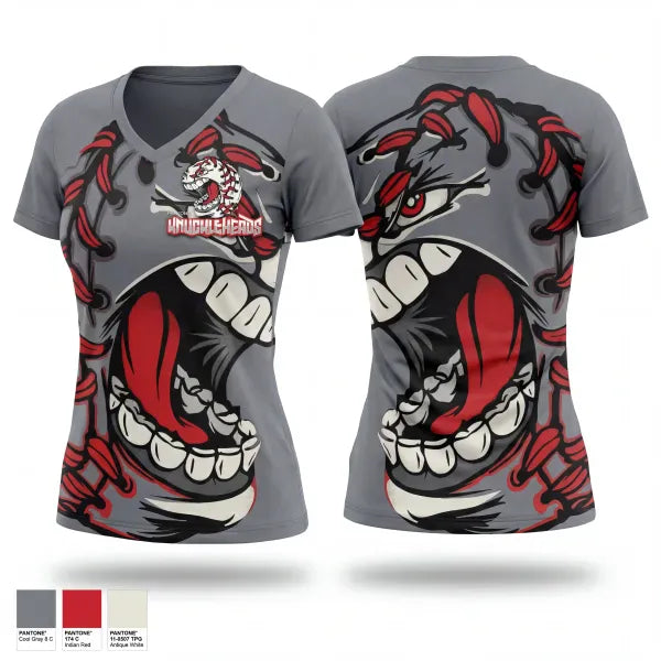 Womens Short Sleeve Vneck Shirt, Knuckleheads, Baseball, Teamtime, Team time, sublimation, custom sports apparel, team uniforms, spirit wear, spiritwear, sports uniforms, custom shirts, team store, custom team store, fundraiser sports, apparel fundraiser
