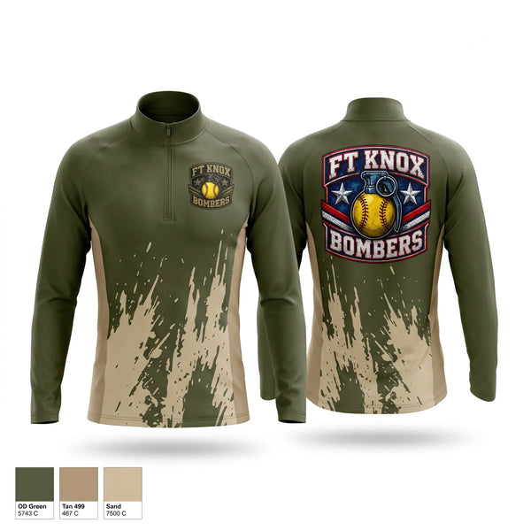 Quarter Zip Jacket, Fort Knox Bombers, Softball, Teamtime, Team time, sublimation, custom sports apparel, team uniforms, spirit wear, spiritwear, sports uniforms, custom shirts, team store, custom team store, fundraiser sports, apparel fundraiser